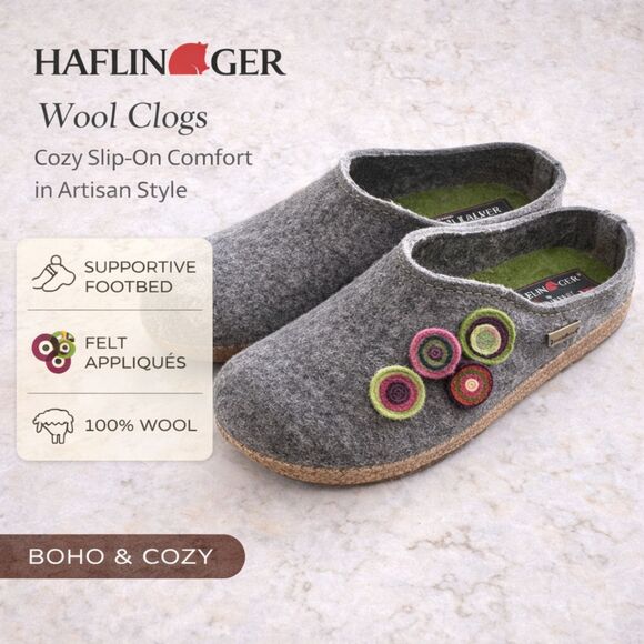 Haflinger Shoes - Haflinger Wool Clogs Gray Boho Cottagecore Cozy Slip-On Slippers US 8.5